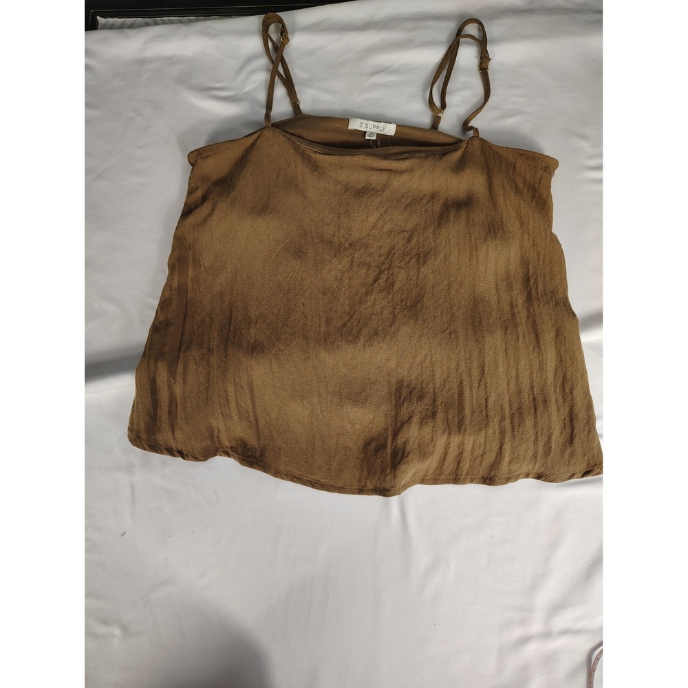 Z Supply Brown Textured Adjustable Spaghetti Strap Camisole Tank Top Small